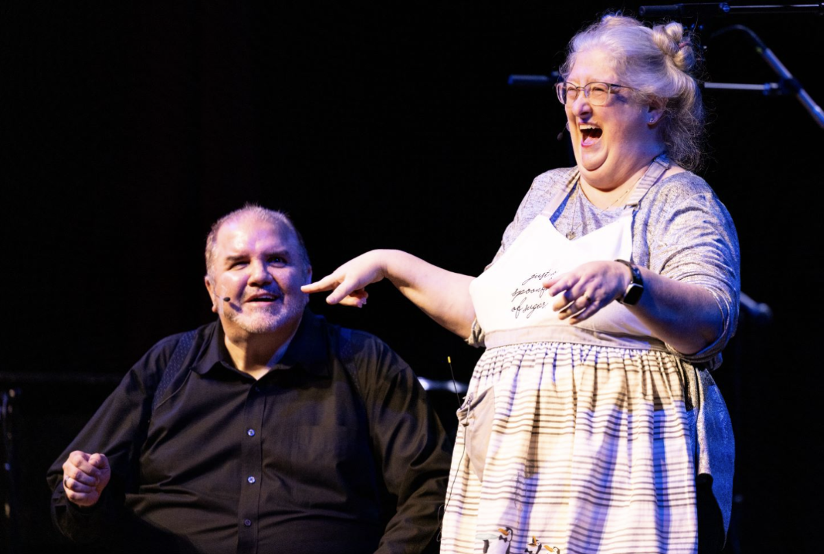 Cuesta College Music Faculty Chad Ruyle (left) and Marcy Irving (right) performing a selection from Stephen Sondheim’s “Sweeney Todd: The Demon Barber of Fleet Street” on March 3, 2024. Photo courtesy of Jamie Soja.